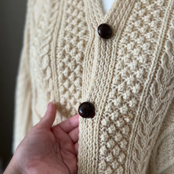 Vintage Hand Knit Irish Wool Cardigan - Picture 6 of 12
